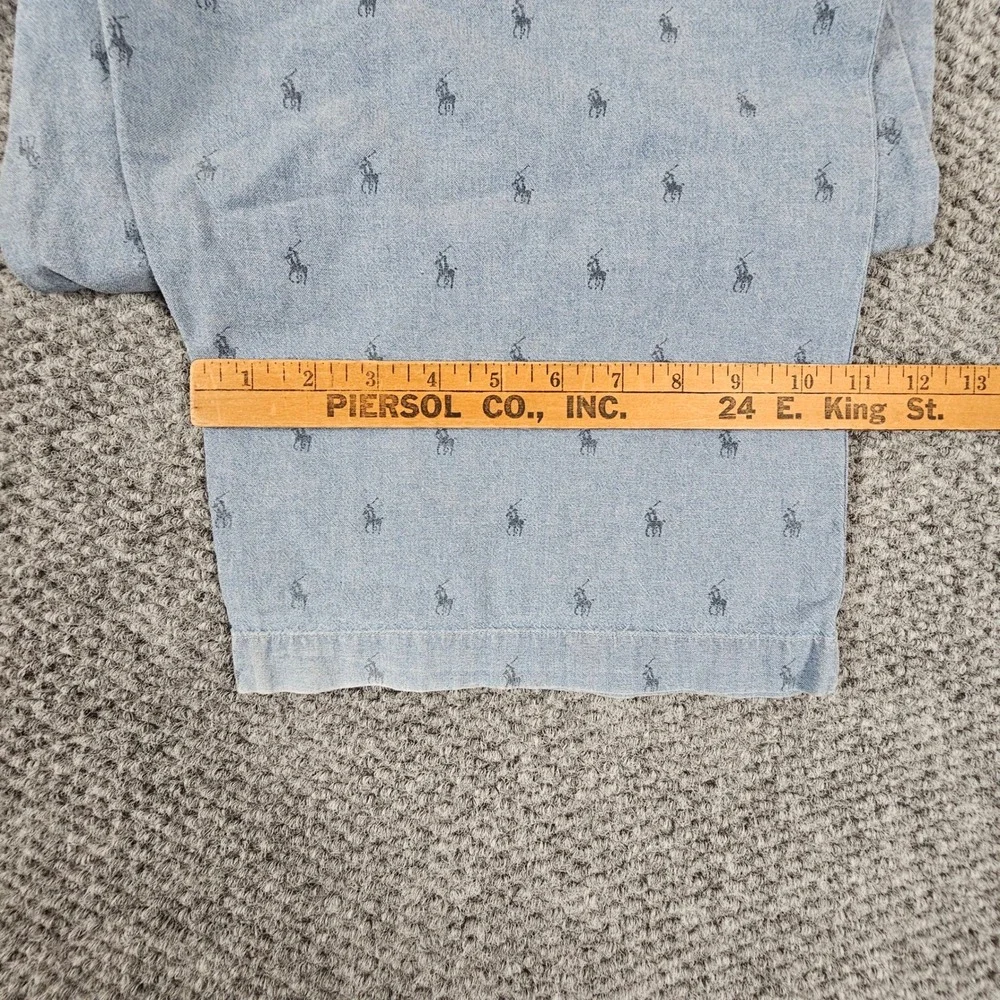 Polo Ralph Lauren Mens XL Pajama Pants Blue Cotton Chambray All Over Pony‎ Logo